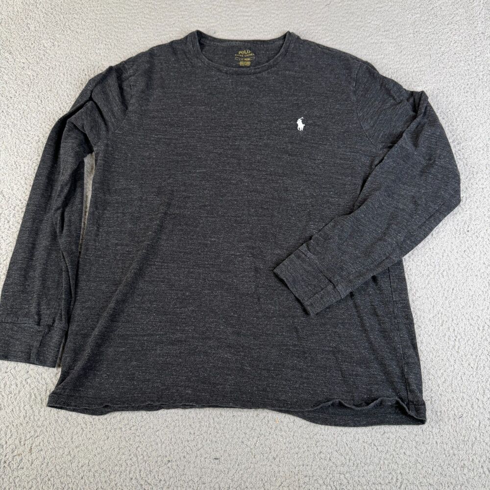 POLO‎ RALPH LAUREN Shirt Mens Large Black Crew Neck Classic Fit Pony Preppy